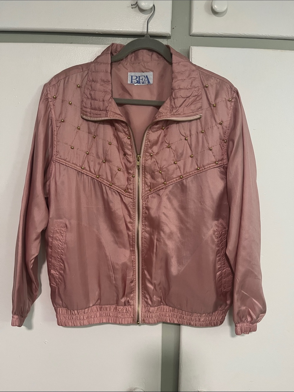 BEA Dusty Rose Quilted Satin Bomber Jacket